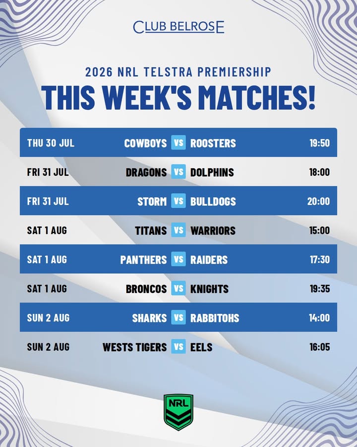 Featured image for “Watch Every NRL Match Live at Club Belrose This Week”
